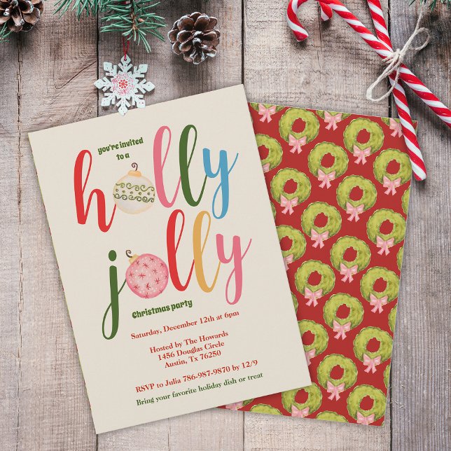 Christmas Party Holiday Cute Colourful Typography  Invitation (Creator Uploaded)