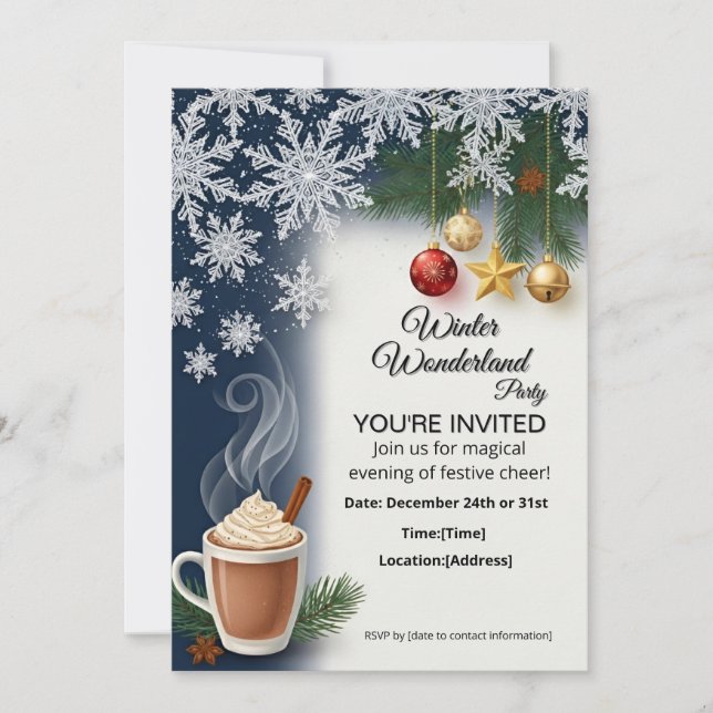 Christmas party holiday invitation card template  (Front)