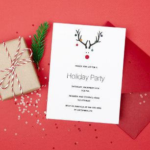 Christmas party holiday reindeer invitation postcard