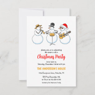 Christmas Party Holiday Season Snowmen Jazzband Invitation