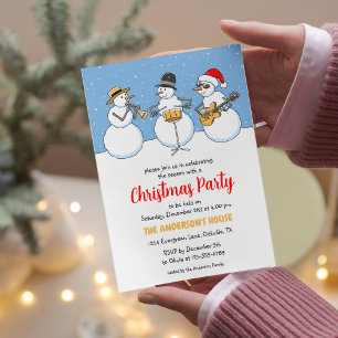 Christmas Party Holiday Season Snowmen Jazzband Invitation