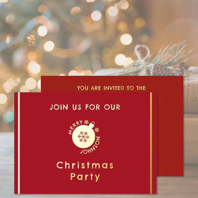 Christmas Party Holiday Snowflake Invitation (Christmas Party Holiday Snowflake Invitation Foil Invitation (front and back))