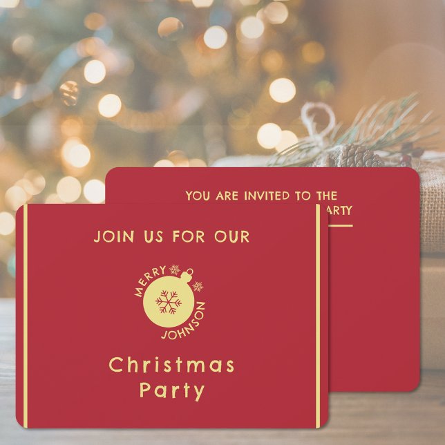Christmas Party Holiday Snowflake Invitation (Christmas Party Holiday Snowflake Invitation (front and back))