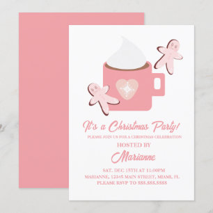 Christmas Party Hot Chocolate Mug Gingerbread Invitation