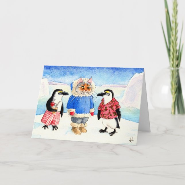 Christmas party in Antarctica Holiday Card (Front)