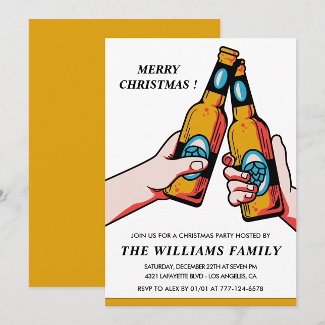 Christmas Party  Invitation Beer Drinks (Front/Back)