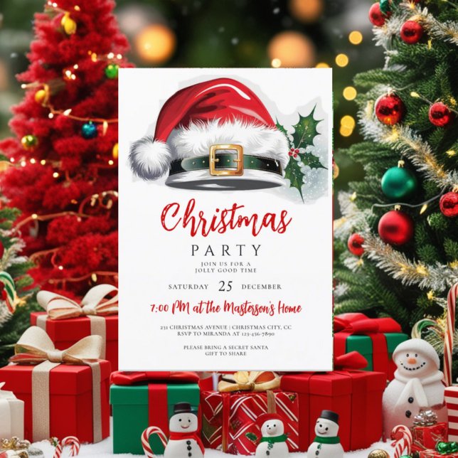 Christmas Party Invitation Card. Secret Santa Edit (Creator Uploaded)