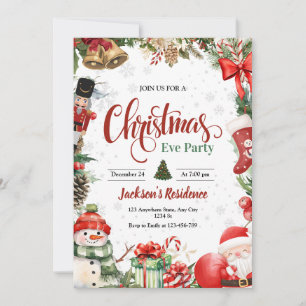 Christmas Party Invitation, Christmas Eve Dinner Holiday Card