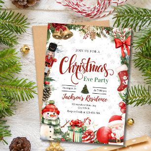 Christmas Party Invitation, Christmas Eve Dinner Invitation