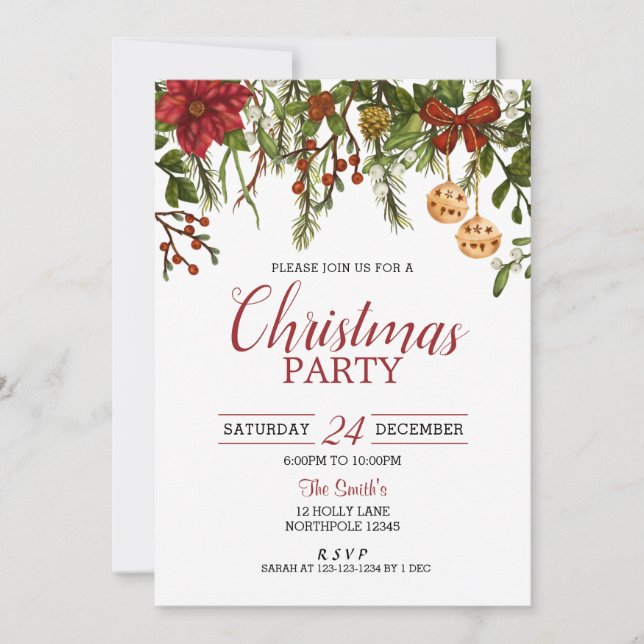 Christmas Party Invitation, Corporate Celebration Invitation (Front)