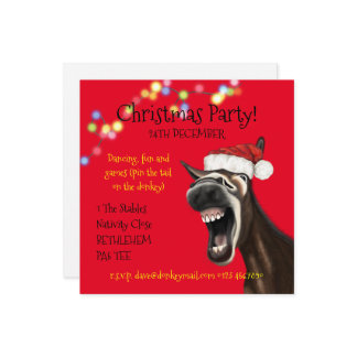 Christmas Party Invitation, Crazy Donkey Invitation