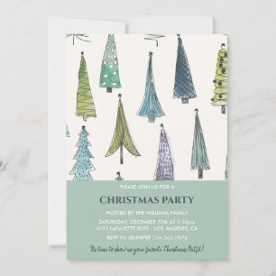 Christmas Party  Invitation Cute Trees 
