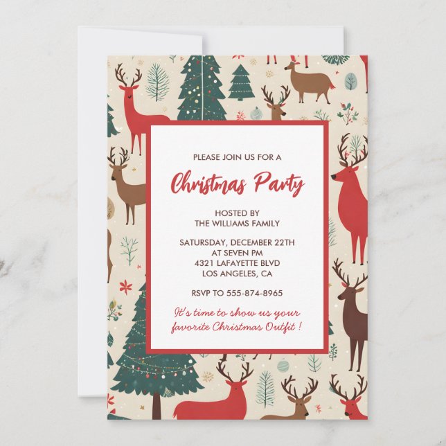 Christmas Party Invitation Deers (Front)