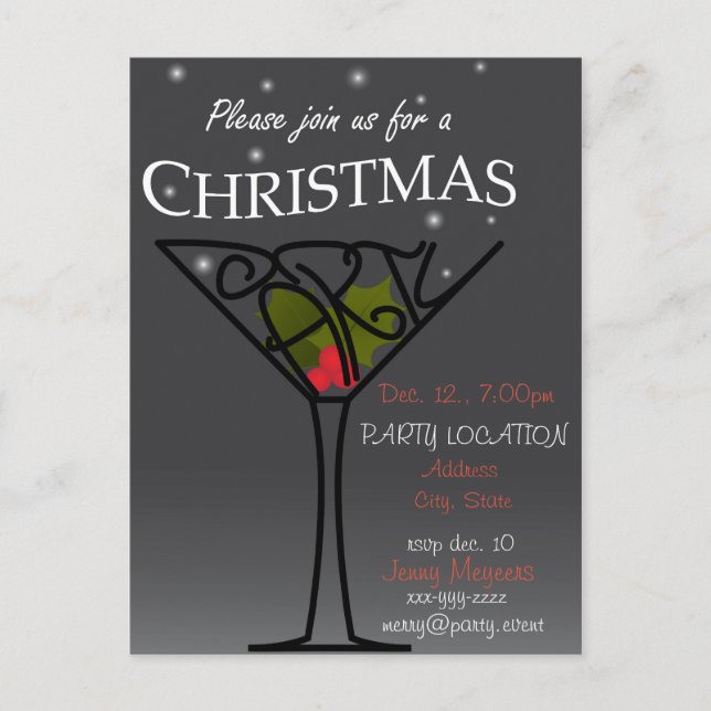 Christmas Party Invitation design Postcard (Front)