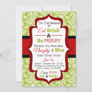 Christmas Party Invitation - Eat Drink & Be Merry
