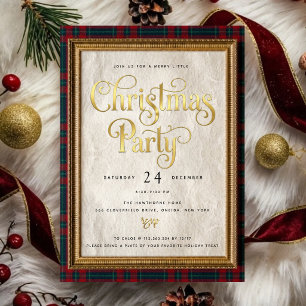 Christmas Party Invitation Elegant Gold Frame Ta