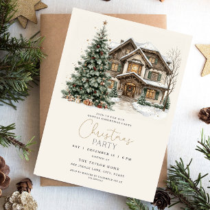 Christmas Party Invitation Elegant Winter Lodge
