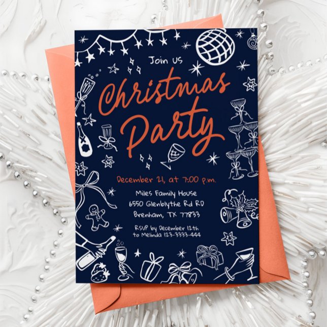Christmas Party Invitation, Hand Drawn Invitation (Creator Uploaded)