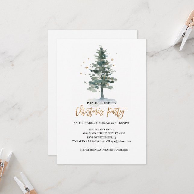 Christmas Party Invitation, Holiday Party Invitati Invitation (Front/Back In Situ)