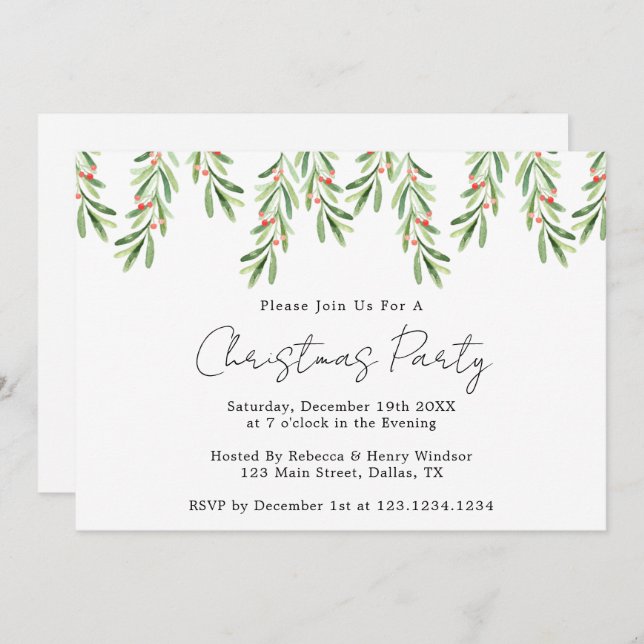 Christmas Party Invitation, Holiday Party Invites (Front/Back)