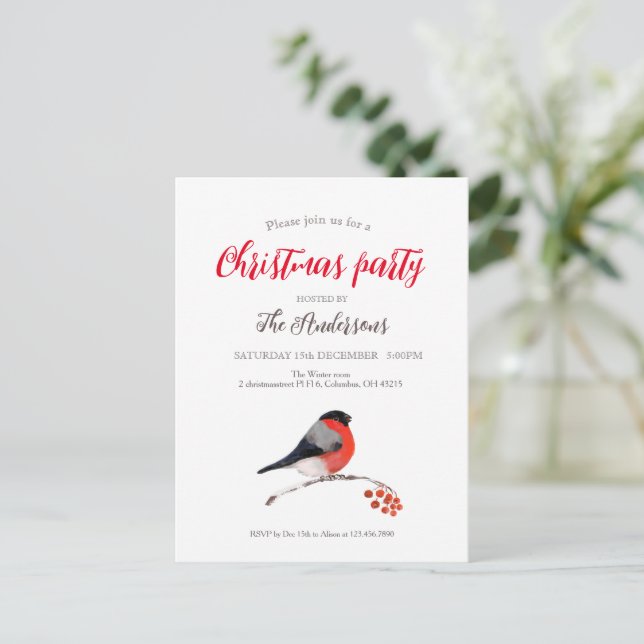 christmas party invitation holiday postcard (Standing Front)