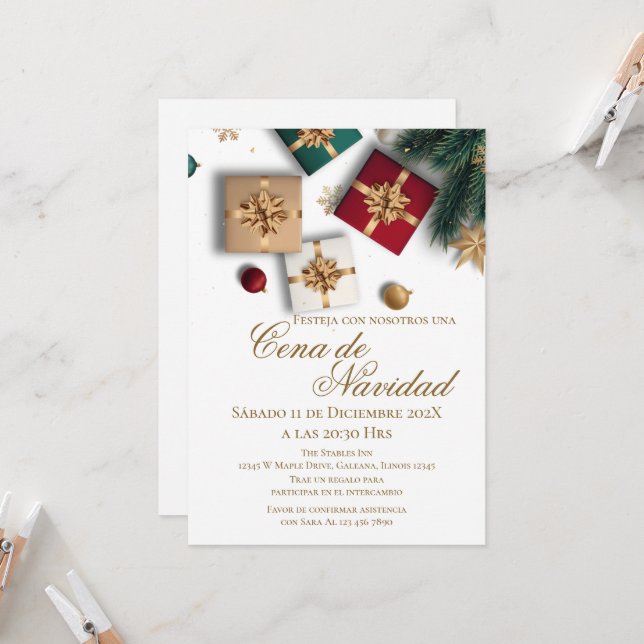 Christmas Party Invitation Posada Navideña (Front/Back In Situ)