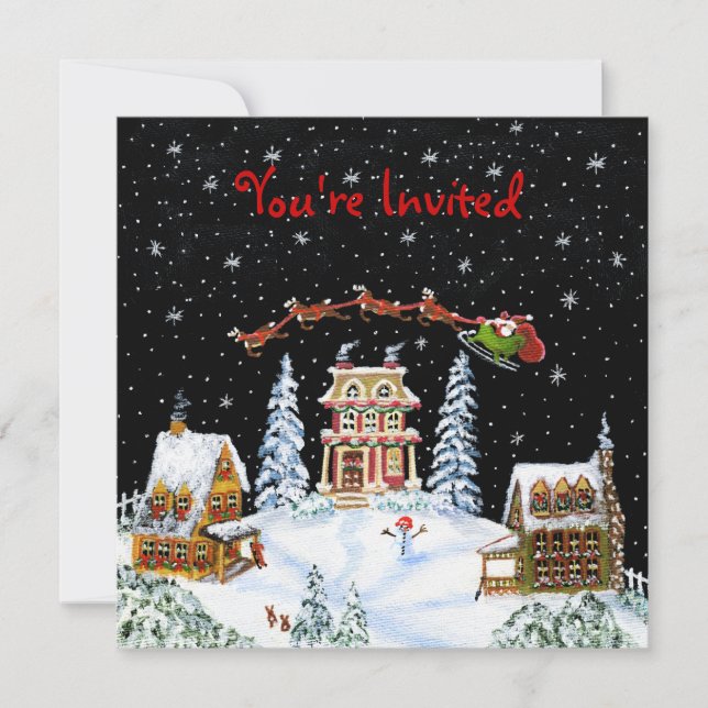 Christmas,party,invitation,Santa,Claus,snowman Invitation (Front)