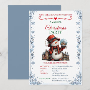 Christmas Party Invitation Snowman Winter Party