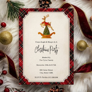 Christmas Party Invitation Vintage Reindeer Slei