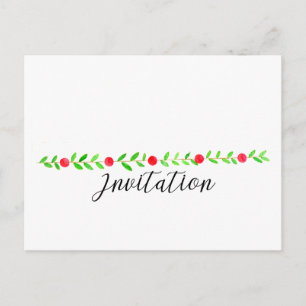Christmas Party Invitation, watercolor Christmas Postcard