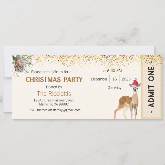 Christmas Party Invitation, Xmas Invite (Front)