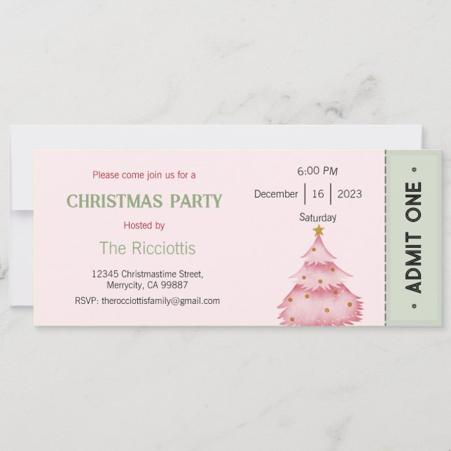 Christmas Party Invitation, Xmas Invite (Front)