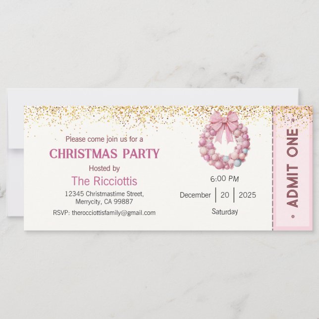 Christmas Party Invitation, Xmas Invite (Front)