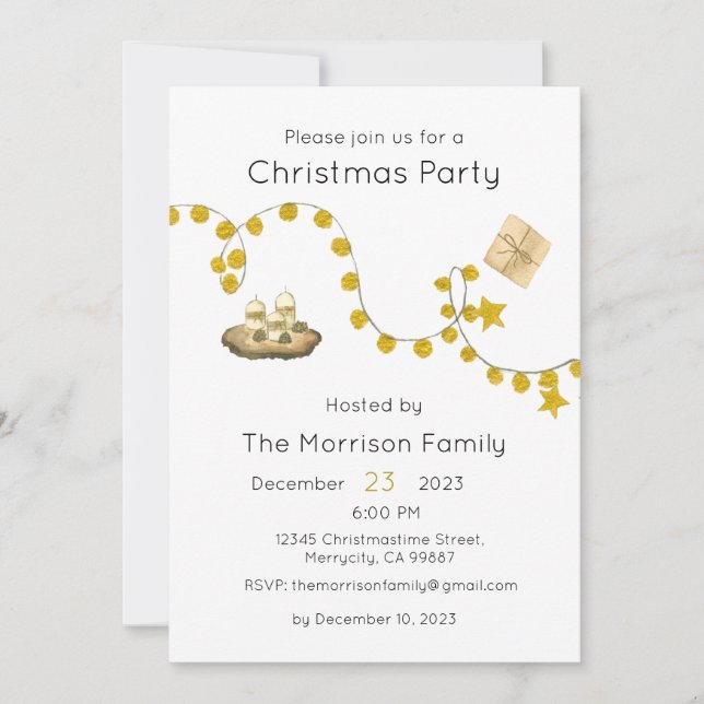Christmas Party Invitation, Xmas Invite (Front)