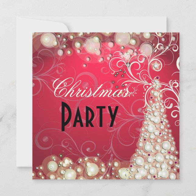 Christmas Party invitations, champagne bubbles Invitation (Front)
