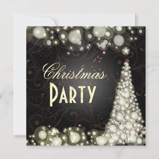 Christmas Party invitations, champagne bubbles Invitation (Front)