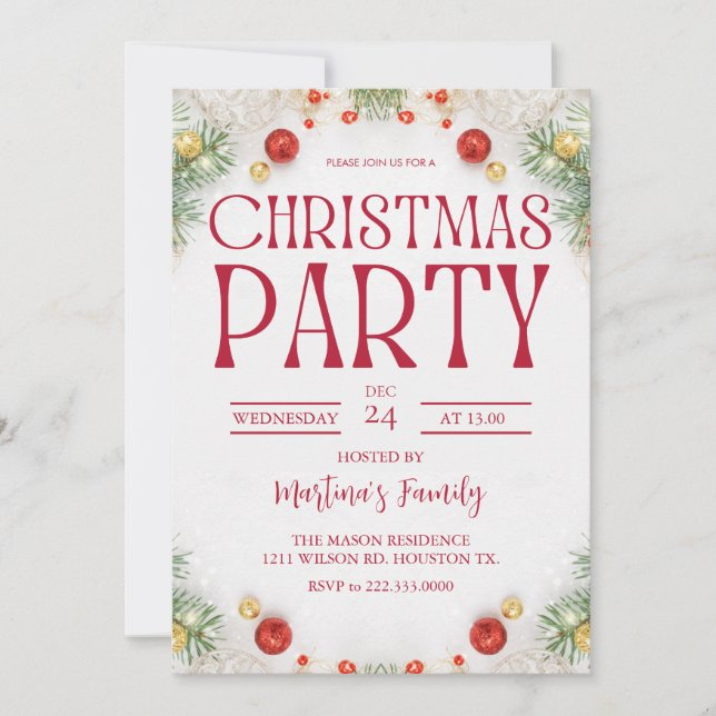 Christmas Party Invitations Holiday (Front)