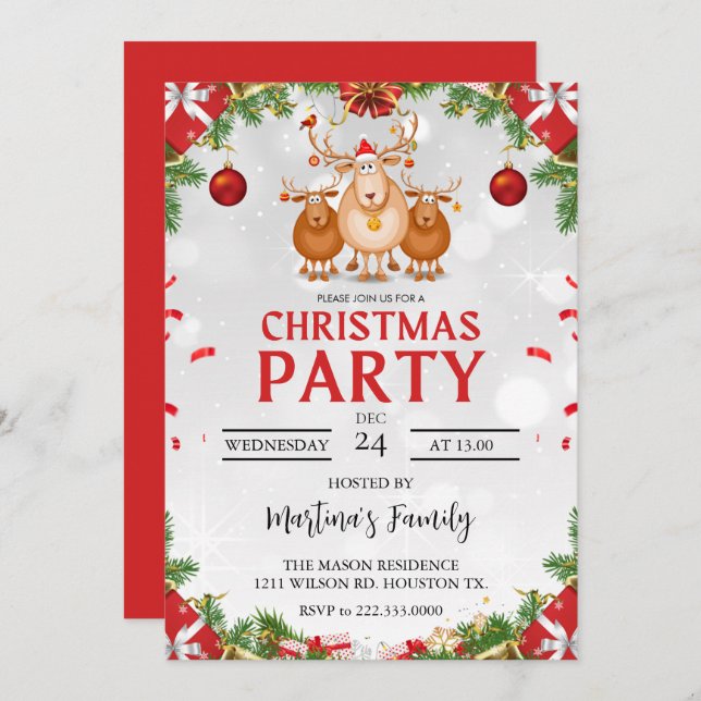 Christmas Party Invitations Holiday Party (Front/Back)