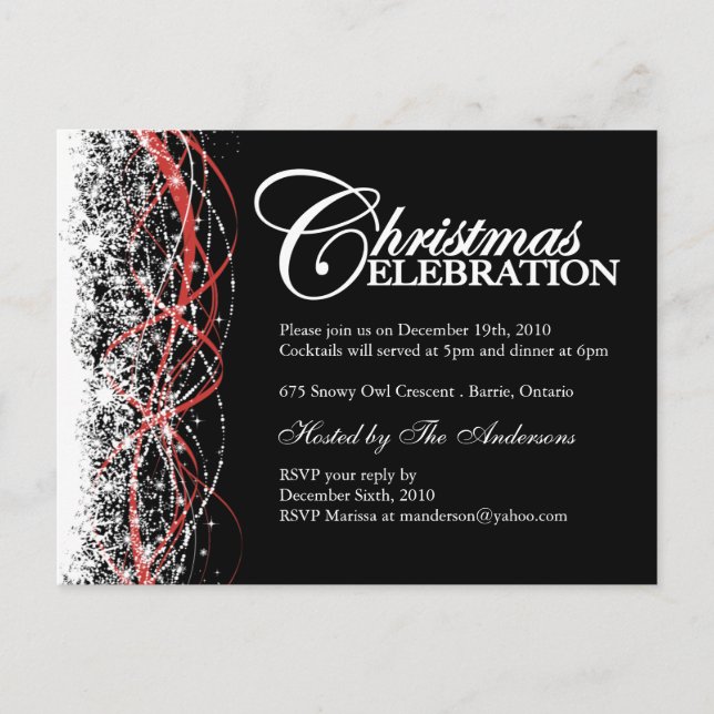 Christmas Party Invitations Postcards (Front)