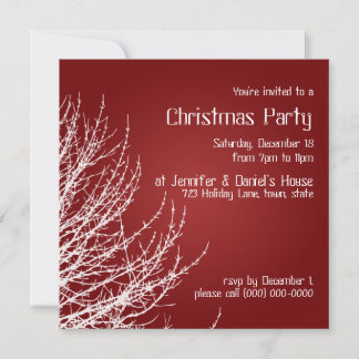 Christmas Party Invitations Red White Invites