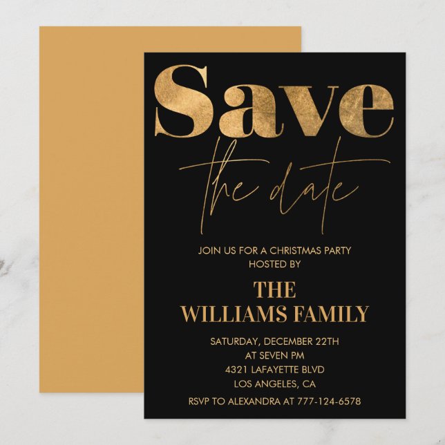 Christmas Party  invitations Save the date Black (Front/Back)
