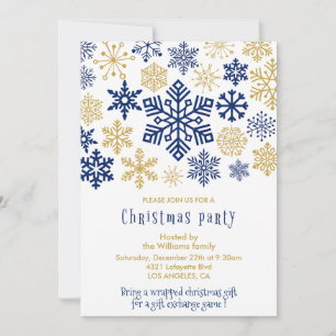 Christmas Party Invite Chic Snowflakes