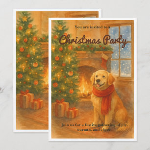 Christmas Party Invite · Cosy Dog Scene