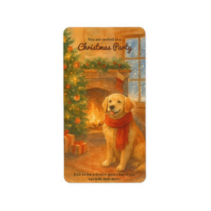 Christmas Party Invite · Cosy Dog Scene Label