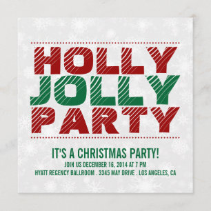 Christmas Party Invite Holly Jolly Party