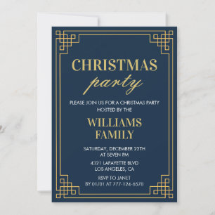 Christmas Party  invite Navy Gold