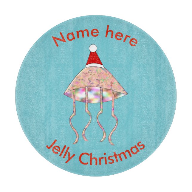 Christmas Party Jellyfish Custom Cutting Board (Front)