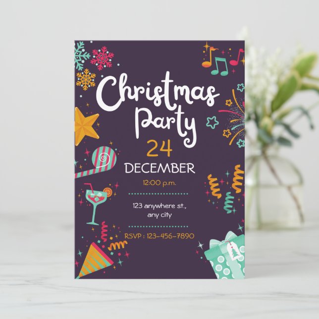 Christmas Party Jingle and Mingle Trendy Christmas Invitation (Standing Front)