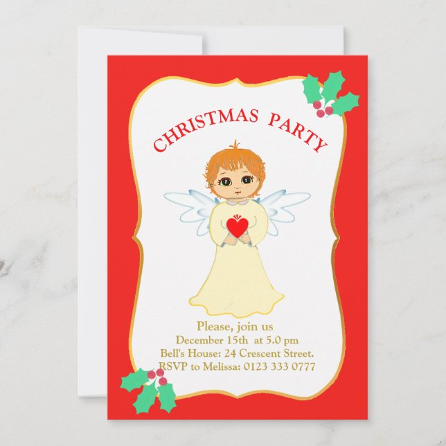Christmas Party Little Angel Invitation (Front)