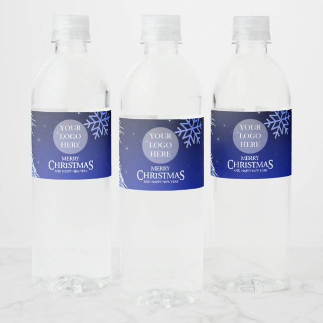 Christmas Party Logo Company Elegant Water Bottle Label (Bottles)